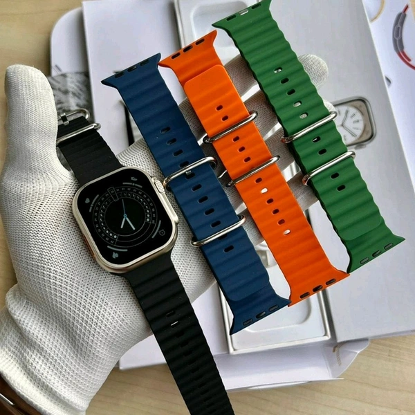 Hryfine Series 8 Ultra Smartwatch With Total 4 Free Premium Ocean Straps | Real Clip And Screw