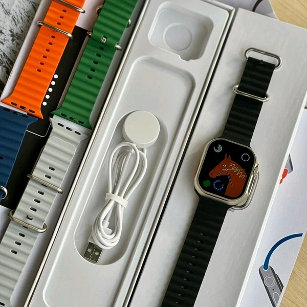 Hryfine Series 8 Ultra Smartwatch With Total 4 Free Premium Ocean Straps | Real Clip And Screw