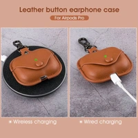 Leather Earphone Case - Cover Drop- Proof Anti- Scratch Charging Earphones Shell for Storage Pro Headphones Leather Bag Portable Accessories Light Case Brown - Brown