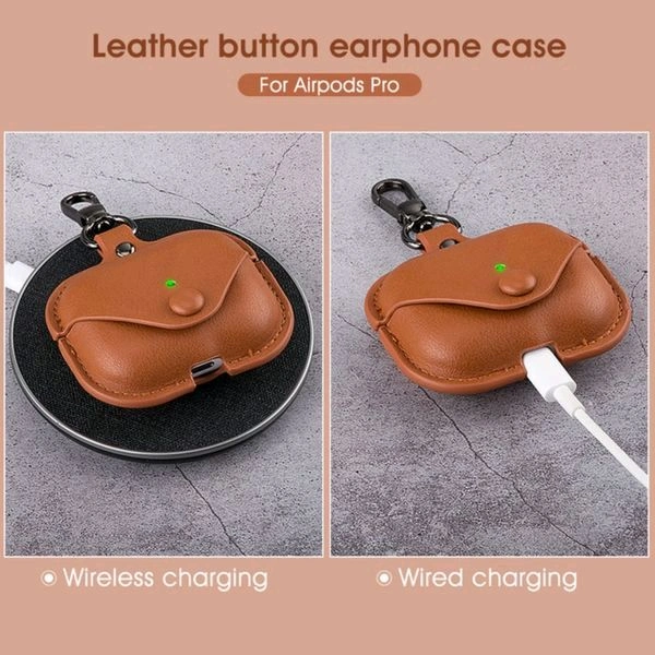 Leather Earphone Case - Cover Drop- Proof Anti- Scratch Charging Earphones Shell for Storage Pro Headphones Leather Bag Portable Accessories Light Case Brown - Brown