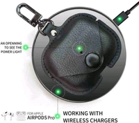 Leather Earphone Case - Cover Drop- Proof Anti- Scratch Charging Earphones Shell for Storage Pro Headphones Leather Bag Portable Accessories Light Case Brown - Black