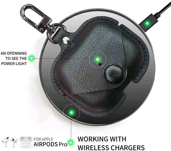 Leather Earphone Case - Cover Drop- Proof Anti- Scratch Charging Earphones Shell for Storage Pro Headphones Leather Bag Portable Accessories Light Case Brown - Black