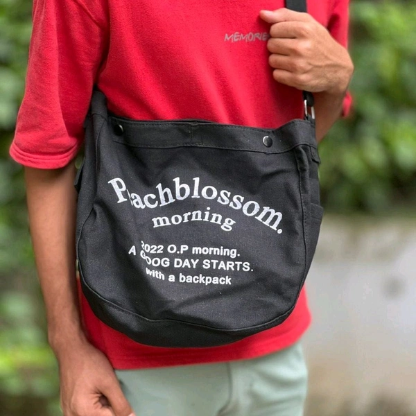 Letter Printed High-Capacity Canvas Slouchy Shoulder Bag | Ultra Sporty Messenger Sling Bag For Multipurpose Use