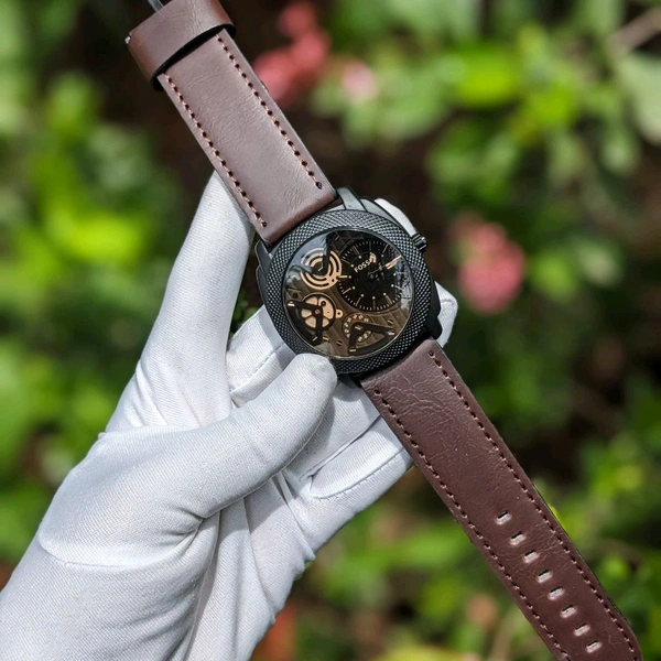 Machine Mid-Size Chronograph Brown Leather Belt With High Quality Strap Best Finishing Body & Case