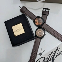 Machine Mid-Size Chronograph Brown Leather Belt With High Quality Strap Best Finishing Body & Case