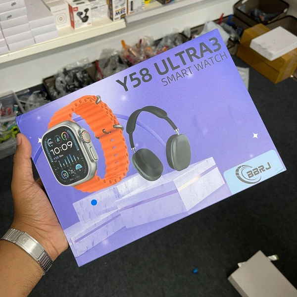 Most Affordable Combo Ever | Y53 Ultra 3 Combo Set, Series 8 Ultra Smartwatch, 4 Osean Straps With Air Max Headphone - Blue