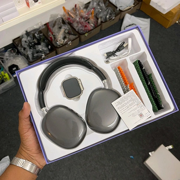 Most Affordable Combo Ever | Y53 Ultra 3 Combo Set, Series 8 Ultra Smartwatch, 4 Osean Straps With Air Max Headphone - Black