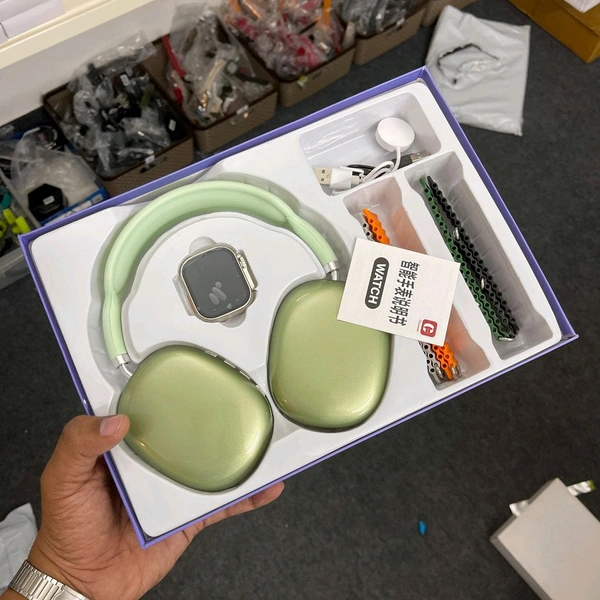 Most Affordable Combo Ever | Y53 Ultra 3 Combo Set, Series 8 Ultra Smartwatch, 4 Osean Straps With Air Max Headphone - Green