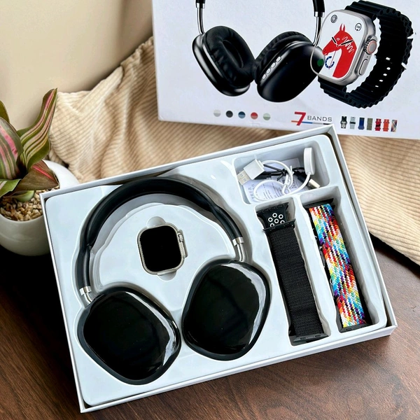 Most Awaited Budget Combo | Air Max Headphone, Series 8 Ultra Smartwatch With 7 Awesome Quality Straps