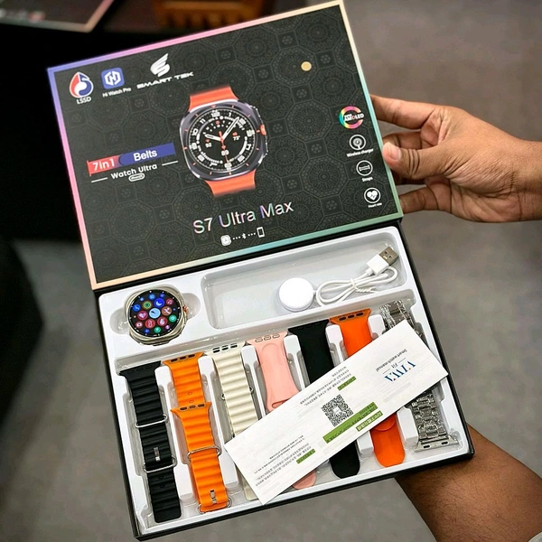 Most Awaited Budget Combo | S7 Ultra Max Watch 7 Ultra Smartwatch Perfect For Gifting, Customized Watch Face, Bluetooth Calling, Metal Body - Silver