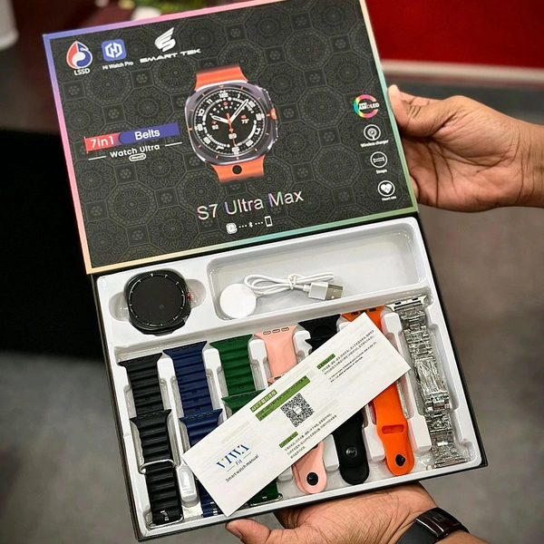 Most Awaited Budget Combo | S7 Ultra Max Watch 7 Ultra Smartwatch Perfect For Gifting, Customized Watch Face, Bluetooth Calling, Metal Body - Black