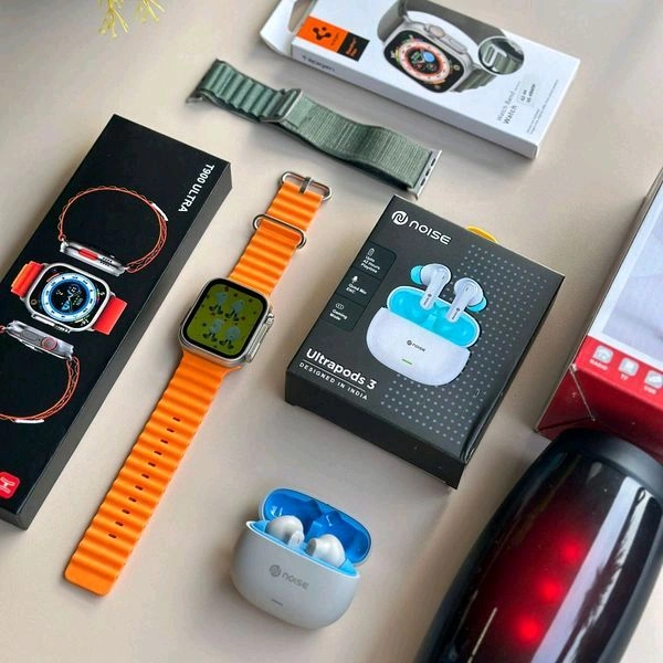 Most Awaited Budget Combo | T900 Ultra Smartwatch, Ultra Pods 3 Tws, Linkbits 5w Portable Speaker With Spigen Cloth Strap