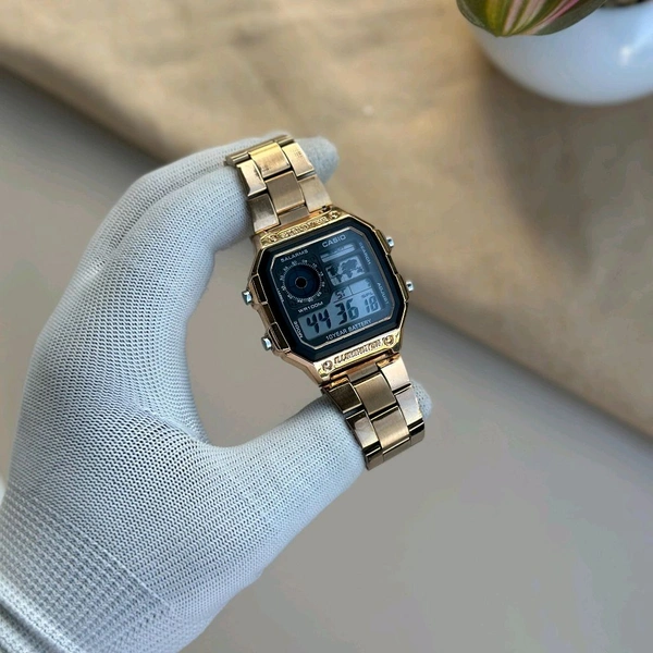 Most Demanded Digital Illuminator Top Quality Watch With High Quality Strap Best Finishing Body & Case - Gold