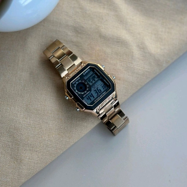 Most Demanded Digital Illuminator Top Quality Watch With High Quality Strap Best Finishing Body & Case - Gold