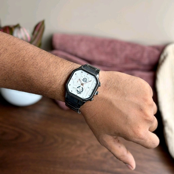 Most Demanded Rick Analog Quartz Movement Collection With High Quality Strap Best finishing Body & Case - White