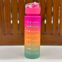 Motivational Water Bottle Set of 3 Pcs Time Marker with Straw, Unbreakable Leakproof BPA free Non-toxic Sipper Bottle for Office, Sports, Gym, School