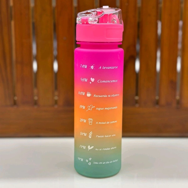 Motivational Water Bottle Set of 3 Pcs Time Marker with Straw, Unbreakable Leakproof BPA free Non-toxic Sipper Bottle for Office, Sports, Gym, School