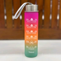 Motivational Water Bottle Set of 3 Pcs Time Marker with Straw, Unbreakable Leakproof BPA free Non-toxic Sipper Bottle for Office, Sports, Gym, School