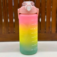 Motivational Water Bottle Set of 3 Pcs Time Marker with Straw, Unbreakable Leakproof BPA free Non-toxic Sipper Bottle for Office, Sports, Gym, School