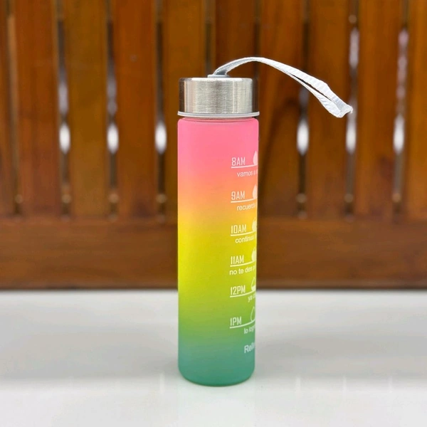 Motivational Water Bottle Set of 3 Pcs Time Marker with Straw, Unbreakable Leakproof BPA free Non-toxic Sipper Bottle for Office, Sports, Gym, School