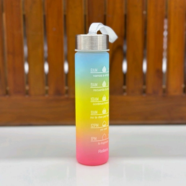 Motivational Water Bottle Set of 3 Pcs Time Marker with Straw, Unbreakable Leakproof BPA free Non-toxic Sipper Bottle for Office, Sports, Gym, School