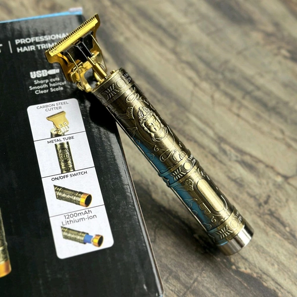 MZ M851T (PROFESIONAL HAIR TRIMMER) Full Metal Trimmer with 1200 mAh battery Trimmer 120 min Runtime 3 Length Settings (Gold)