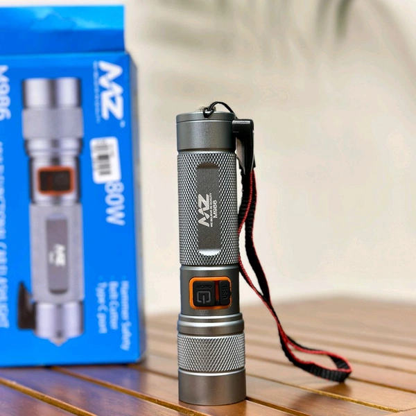 MZ M986 (CAR EMERGENCY LIGHT) 3 Modes with Hammer and Seatbelt cutter Zoomable Torch (Silver, 13.2 cm, Rechargeable)