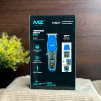 Original MZ M853T (PROFESSIONAL HAIR TRIMMER )Transparent Graffiti Blade With LED Display Trimmer 180 min Runtime 3 Length Settings (Blue)