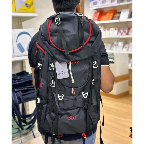 Original WOLFRIC Trekking Bag, 80 Liter Capacity, High End Quality Collection - Black