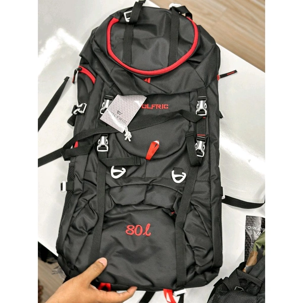 Original WOLFRIC Trekking Bag, 80 Liter Capacity, High End Quality Collection - Black