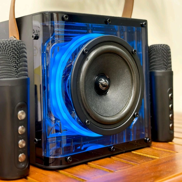 Portable Bluetooth Speaker Dynamic Sound with 2 wireless mics Karaoke 15 W Bluetooth Speaker (Stereo Channel)