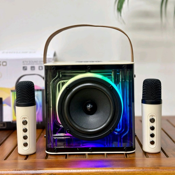Portable Bluetooth Speaker Dynamic Sound with 2 wireless mics Karaoke 15 W Bluetooth Speaker (Stereo Channel)