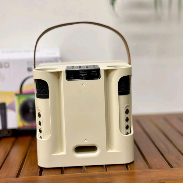 Portable Bluetooth Speaker Dynamic Sound with 2 wireless mics Karaoke 15 W Bluetooth Speaker (Stereo Channel)