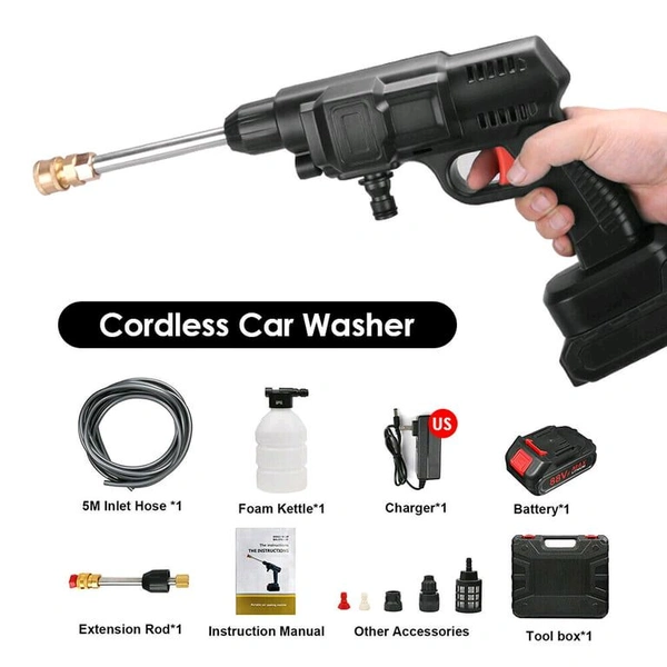 Powerful Pressure Washer with 48v Rechargeable Battery, Cordless High Pressure Washer Gun | Multi Cleaning Works Like Car & Bike Washing, Gardening & Home Cleaning Works