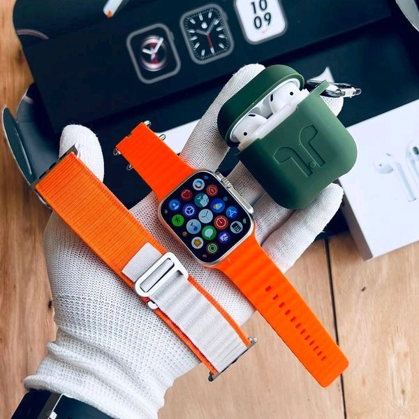 Series 8 Ultra Smartwatch With 2 Different Steap And AirPods 2 Awesome Quality Silicon Case Free