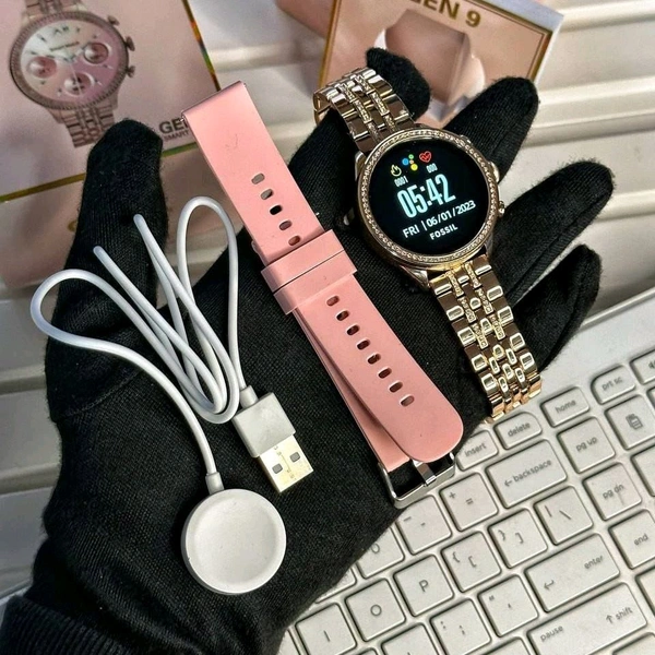 Smartwatch Generation 9 - 2024 Diamond Design With Dual Belts | One Silicon Strap And One Metal