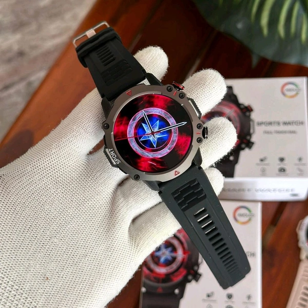 TF 10 Pro Captain America Smartwatch With 100% Water Proof + Ultra Amoled Hd Display | High Quality Metal Body Long Lasting Battry Back Up - Black