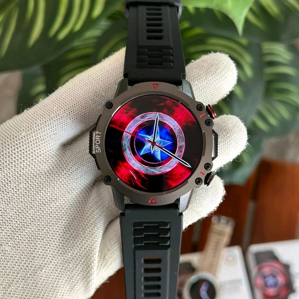 TF 10 Pro Captain America Smartwatch With 100% Water Proof + Ultra Amoled Hd Display | High Quality Metal Body Long Lasting Battry Back Up - Black