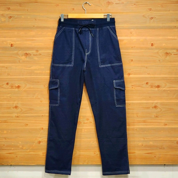 Trendy Denim Cargo Pants - Stylish and Comfortable! - M, Navy Blue