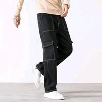 Trendy Denim Cargo Pants - Stylish and Comfortable! - XL, Navy Blue