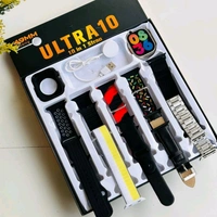 Ultra Smart Watch 8 Special Edition Combo Set, 10 in 1 Stap With Case, Bluetooth Calling Support, iOS and Android Compatible - Black