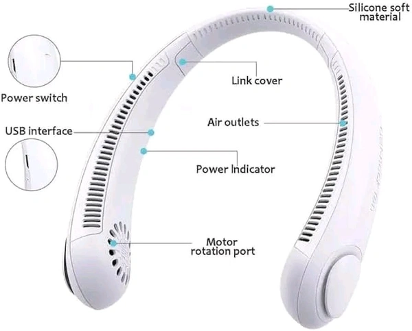 Usb Portable Handfree Neck Fan Cooling Wearable Fan Personal Mini Bladeless Rechargeable Battery Fan [Multicolor]