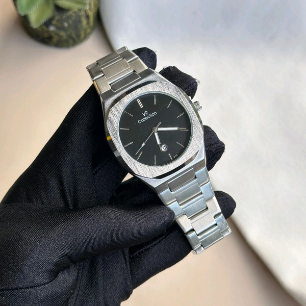 V9 Analog Quartz Movement Collection With High Quality Strap Best Finishing Body & Case - Black