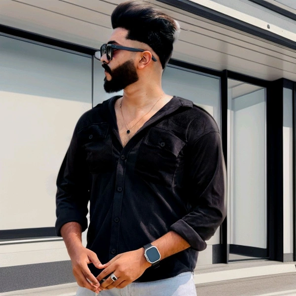 Velvet Double Pocket Premium Quality Shirt - XL