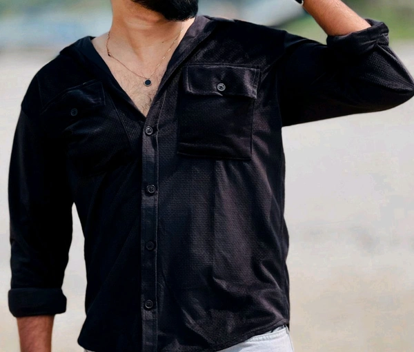 Velvet Double Pocket Premium Quality Shirt - XXL