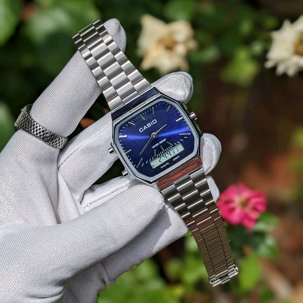 Vintage Analog And Digital Watch With High Quality Strap Best Finishing Body & Case - Blue