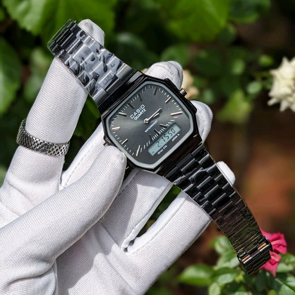 Vintage Analog And Digital Watch With High Quality Strap Best Finishing Body & Case - Black