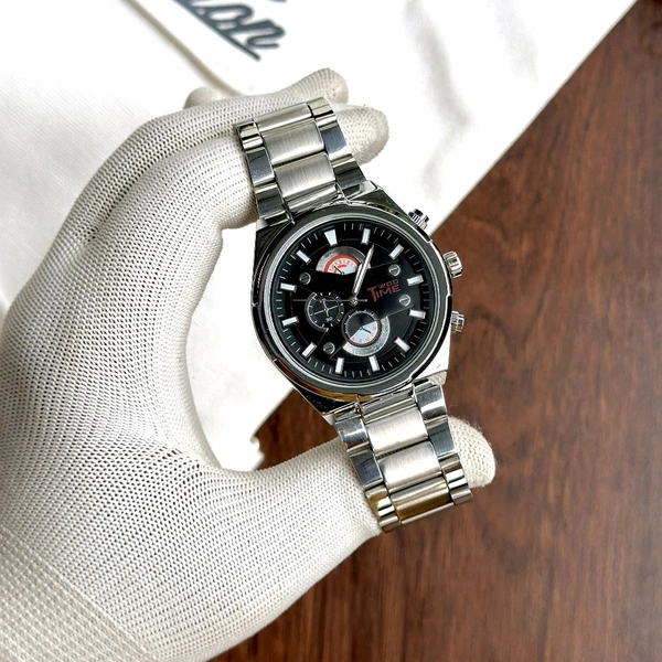 Woo Time Analog Quartz Movement Watch Collection With High Quality Strap Best finishing Body & Case - Black