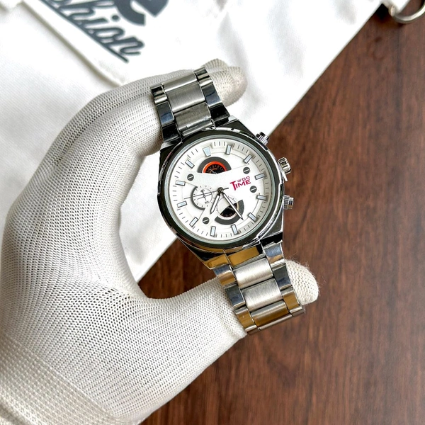 Woo Time Analog Quartz Movement Watch Collection With High Quality Strap Best finishing Body & Case - White