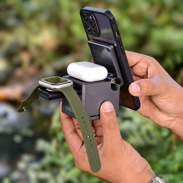 XO 3-in-1 Cube Compatible with MagSafe, 15W Fast Charging Foldable Wireless Charger Station, Compatible with iPhone 15/14/13, Apple Watch 1-8/Ultra, AirPods Pro, Magnetic wireless charger (CX027)